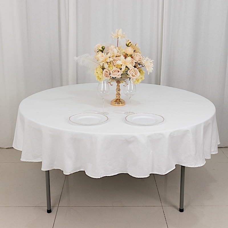Balsacircle 90-Inch White Premium Round Cotton Tablecloth Table Linens Wedding Party Events Decorations Kitchen Dining